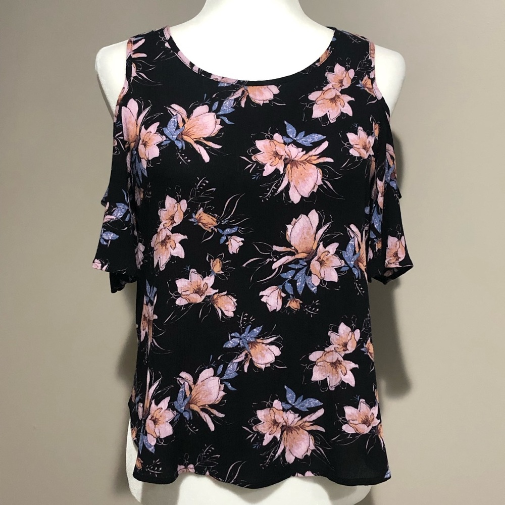 One Love Clothing Cold Shoulder Floral Print Top